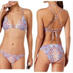 Nanette Lepore Festival A Cannes Printed Cross Back Bikini Top & Bottom Small